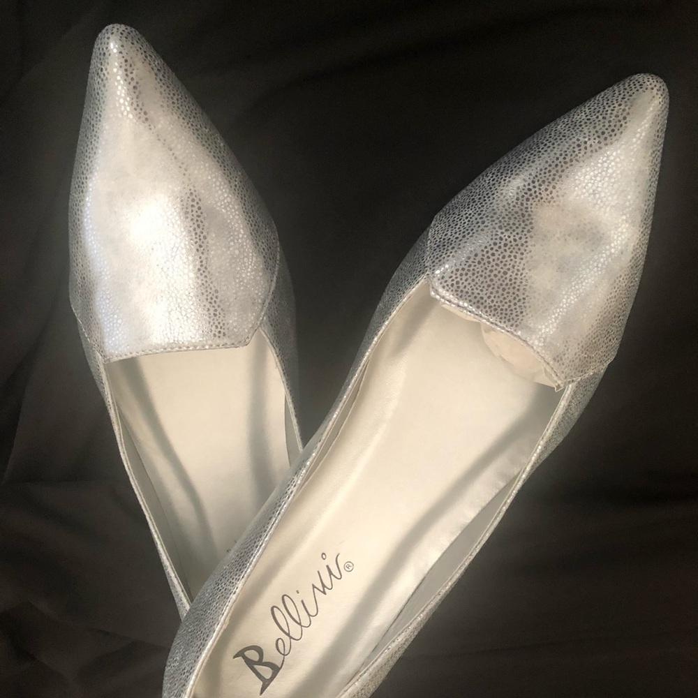 Bellini Silver Pointed-toe Flats Size 11